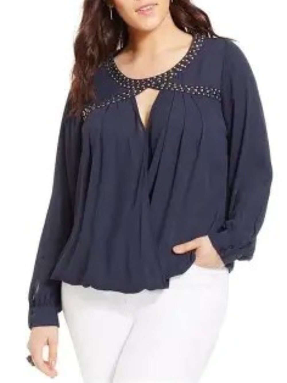 SIZE:XXL CITY CHIC SMOKE SEMI-SHEER SLVLSS BLOUSE